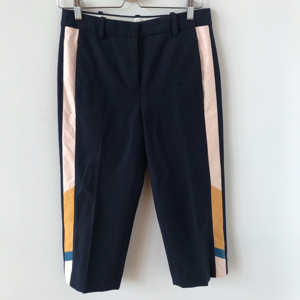 J Crew cropped snakeskin trimmed pants